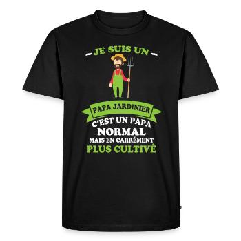Je Suis Un Papa Jardinier C'est Un Papa Normal - T-shirt Premium bio Homme - noir - Devant - Nico (187cm)