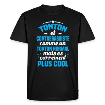 Tonton et Contrebassiste comme un tonton normal - T-shirt Premium bio Homme - noir - Devant - Nico (187cm)