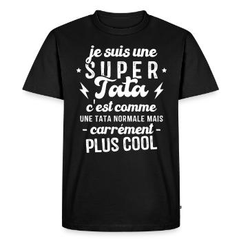 Je Suis Une Super Tata C'est Comme Une Tata Normal - T-shirt Premium bio Homme - noir - Devant - Nico (187cm)