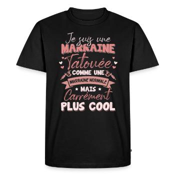 Marraine Tatouée Comme Une Marraine Normale - T-shirt Premium bio Homme - noir - Devant - Nico (187cm)