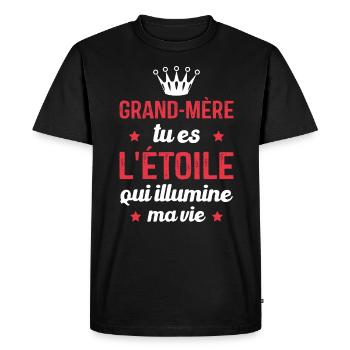 Grand-mère tu es l'étoile qui illumine ma vie - T-shirt Premium bio Homme - noir - Devant - Nico (187cm)