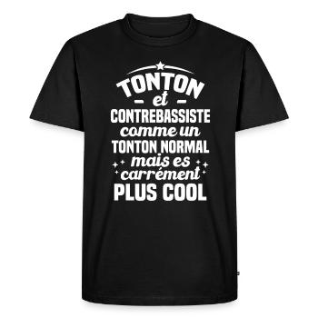 Tonton et Contrebassiste comme un tonton normal - T-shirt Premium bio Homme - noir - Devant - Nico (187cm)