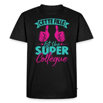 Cette Fille Est Une Super Collègue - T-shirt Premium bio Homme - noir - Devant - Nico (187cm)