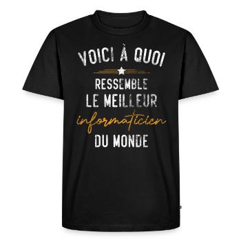 Cadeau le meilleur informaticien du monde - T-shirt Premium bio Homme - noir - Devant - Nico (187cm)