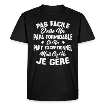 Un papa formidable et un papy exceptionnel - T-shirt Premium bio Homme - noir - Devant - Nico (187cm)