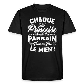 chaque princesse a besoin d'un parrain - T-shirt Premium bio Homme - noir - Devant - Nico (187cm)