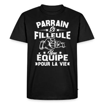 Parrain et Filleule une Équipe pour la Vie - T-shirt Premium bio Homme - noir - Devant - Nico (187cm)
