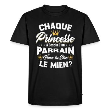 chaque princesse a besoin d'un parrain - T-shirt Premium bio Homme - noir - Devant - Nico (187cm)