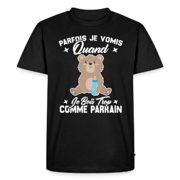 Parfois je vomis quand je bois trop comme parrain - T-shirt Premium bio Homme - noir - Devant - Nico (187cm)