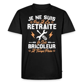 Pas à la retraite je suis bricoleur à temps plein - T-shirt Premium bio Homme - noir - Devant - Nico (187cm)