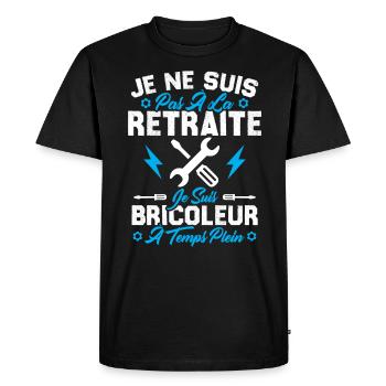Pas à la retraite je suis bricoleur à temps plein - T-shirt Premium bio Homme - noir - Devant - Nico (187cm)
