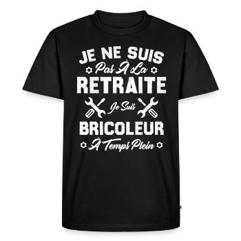 Pas à la retraite je suis bricoleur à temps plein - T-shirt Premium bio Homme - noir - Devant - Nico (187cm)