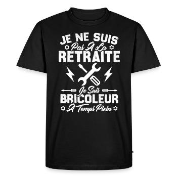 Pas à la retraite je suis bricoleur à temps plein - T-shirt Premium bio Homme - noir - Devant - Nico (187cm)