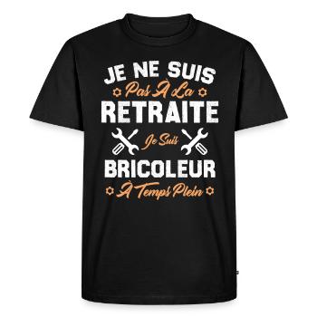Pas à la retraite je suis bricoleur à temps plein - T-shirt Premium bio Homme - noir - Devant - Nico (187cm)