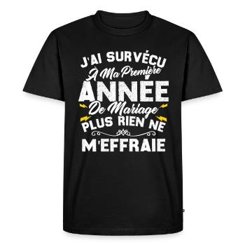 Humour Cadeau Ma Première Année De Mariage - T-shirt Premium bio Homme - noir - Devant - Nico (187cm)