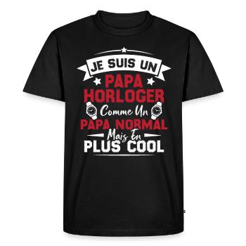 Je Suis Un Papa Horloger Comme Un Papa Normal - T-shirt Premium bio Homme - noir - Devant - Nico (187cm)