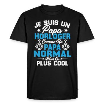 Je Suis Un Papa Horloger Comme Un Papa Normal - T-shirt Premium bio Homme - noir - Devant - Nico (187cm)