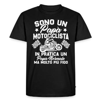 Un père motard et un père normal plus cool - T-shirt Premium bio Homme - noir - Devant - Nico (187cm)