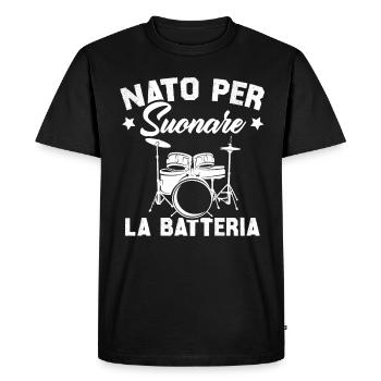 Né pour jouer de la batterie - T-shirt Premium bio Homme - noir - Devant - Nico (187cm)
