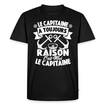 Le Capitaine A Toujours Raison C'est Moi Capitaine - T-shirt Premium bio Homme - noir - Devant - Nico (187cm)