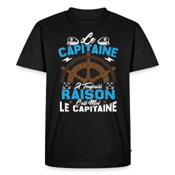 Le Capitaine A Toujours Raison C'est Moi Capitaine - T-shirt Premium bio Homme - noir - Devant - Nico (187cm)