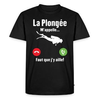 La plongée m'appelle cadeau humour plongeur - T-shirt Premium bio Homme - noir - Devant - Nico (187cm)