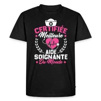 Certifiée meilleure aide-soignante du monde - T-shirt Premium bio Homme - noir - Devant - Nico (187cm)