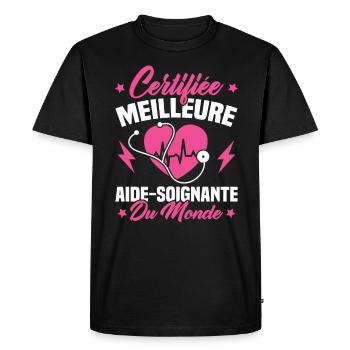 Certifiée meilleure aide-soignante du monde - T-shirt Premium bio Homme - noir - Devant - Nico (187cm)