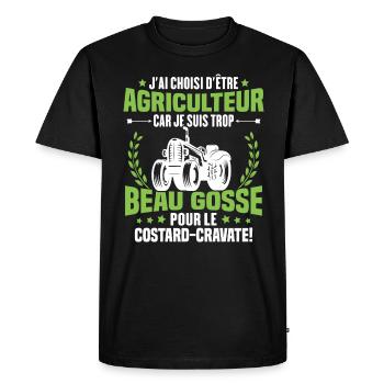 Agriculteur et Beau-gosse - T-shirt Premium bio Homme - noir - Devant - Nico (187cm)