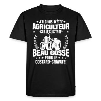 Agriculteur et Beau-gosse - T-shirt Premium bio Homme - noir - Devant - Nico (187cm)