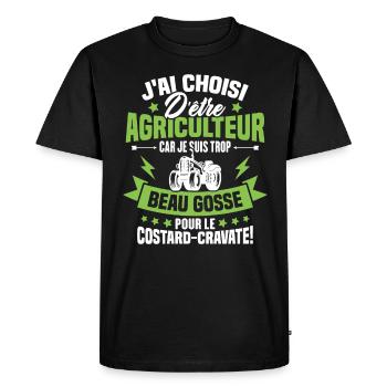 Agriculteur et Beau-gosse - T-shirt Premium bio Homme - noir - Devant - Nico (187cm)
