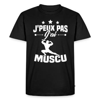 Je peux pas j'ai muscu - T-shirt Premium bio Homme - noir - Devant - Nico (187cm)
