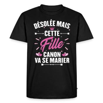 Désolée mais cette fille canon va se marier - T-shirt Premium bio Homme - noir - Devant - Nico (187cm)