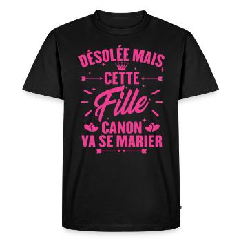 Désolée mais cette fille canon va se marier - T-shirt Premium bio Homme - noir - Devant - Nico (187cm)