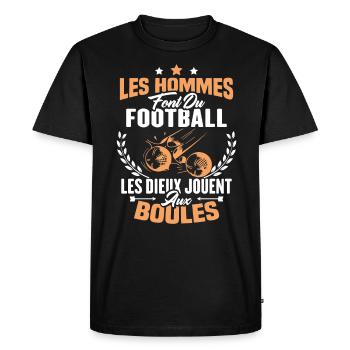Hommes font du football les dieux jouent aux boule - T-shirt Premium bio Homme - noir - Devant - Nico (187cm)