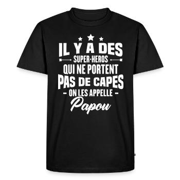 Papou super héros cadeau grand-père - T-shirt Premium bio Homme - noir - Devant - Nico (187cm)