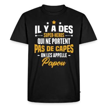 Papou super héros cadeau grand-père - T-shirt Premium bio Homme - noir - Devant - Nico (187cm)