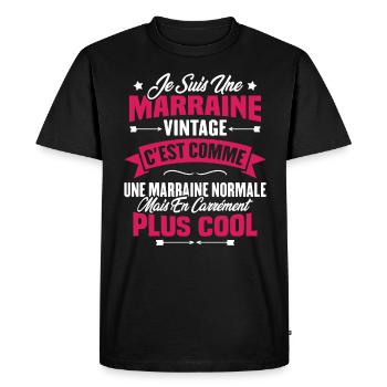 Je suis une marraine vintage - T-shirt Premium bio Homme - noir - Devant - Nico (187cm)