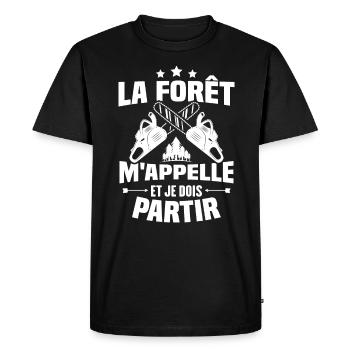 La forêt m'appelle et je dois partir - T-shirt Premium bio Homme - noir - Devant - Nico (187cm)