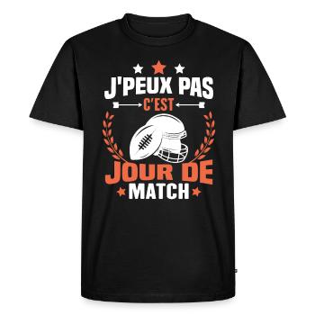 J'peux pas c'est jour de match rugby - T-shirt Premium bio Homme - noir - Devant - Nico (187cm)