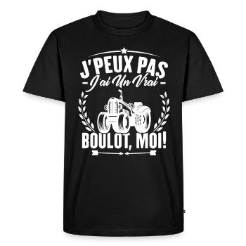J’peux pas j’ai un vrai boulot moi ! - T-shirt Premium bio Homme - noir - Devant - Nico (187cm)