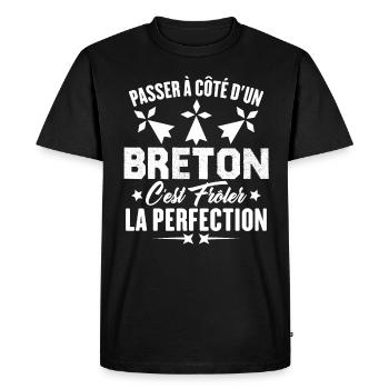Passer à côté d'un breton frôler la perfection - T-shirt Premium bio Homme - noir - Devant - Nico (187cm)