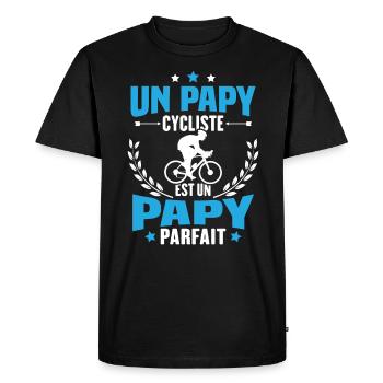 Un papy cycliste est un papy parfait Cadeau - T-shirt Premium bio Homme - noir - Devant - Nico (187cm)