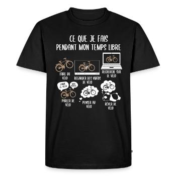 Mon temps de mon temps libre Vélo - T-shirt Premium bio Homme - noir - Devant - Nico (187cm)