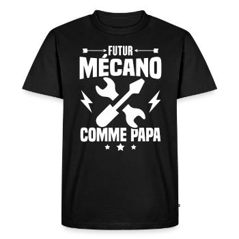 Futur mécano comme papa, Cadeau futur mécano - T-shirt Premium bio Homme - noir - Devant - Nico (187cm)