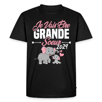 Je Vais Être Grande Sœur 2024, Annonce Grossesse - T-shirt Premium bio Homme - noir - Devant - Nico (187cm)