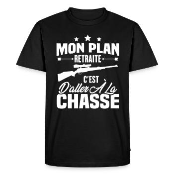 Mon plan retraite c'est d'aller à la chasse - T-shirt Premium bio Homme - noir - Devant - Nico (187cm)