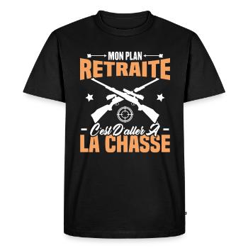 Mon plan retraite c'est d'aller à la chasse - T-shirt Premium bio Homme - noir - Devant - Nico (187cm)