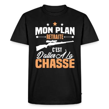 Mon plan retraite c'est d'aller à la chasse - T-shirt Premium bio Homme - noir - Devant - Nico (187cm)