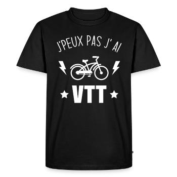 J'peux pas j'ai vtt - T-shirt Premium bio Homme - noir - Devant - Nico (187cm)